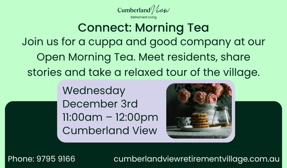 December 2025 Morning Tea at Cumberland View Village Wheelers Hill